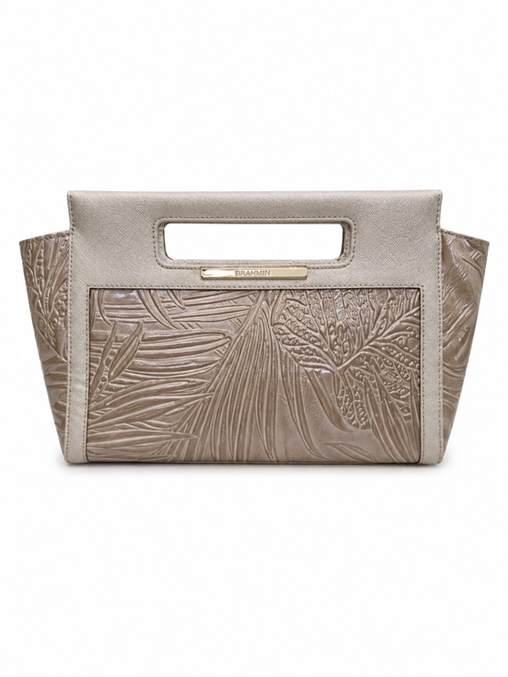Brahmin Mod Claire Clutch Moonlight Metallic Palm Embossed Leather